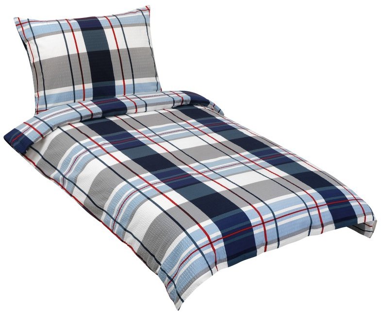 BELLATEX Obliečky krep 80/573 140 × 200 cm, 70 × 90 cm, modro-sivé káro