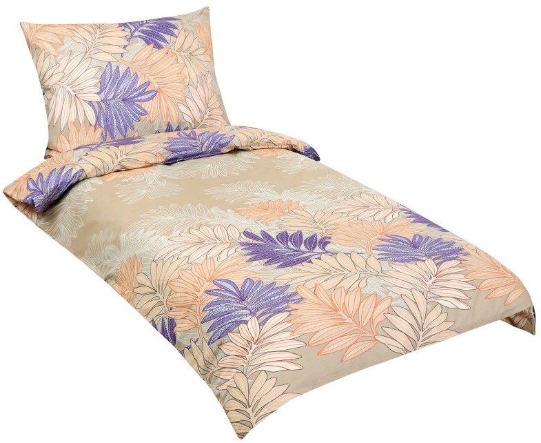 BELLATEX Obliečky bavlna 90/395 140 × 200 cm, 70 × 90 cm, papradie fialové