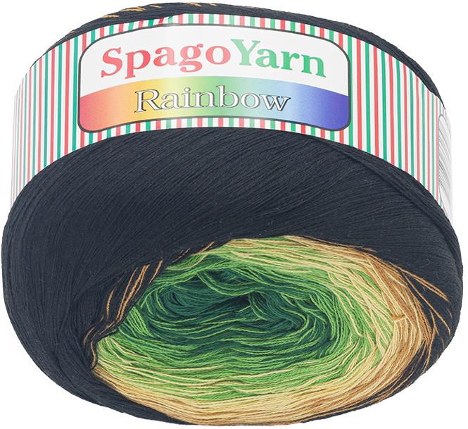 Bellatex Priadza SpagoYarn Rainbow 250 g – 6 hnedá, zelená