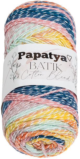 BELLATEX Priadza Papatya Cotton Blend batik 100 g, 1003 biela, oranžová, ružová