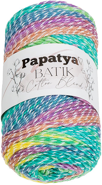 BELLATEX Priadza Papatya Cotton Blend batik 100 g, 1005 biela, ružová, zelená