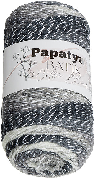 BELLATEX Priadza Papatya Cotton Blend batik 100 g, 1013 biela, čierna, šedá