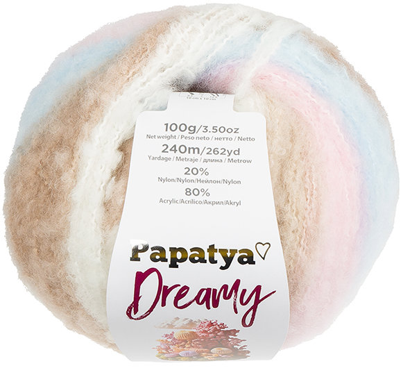 BELLATEX Priadza Papatya Dreamy 100 g, 01 biela, ružová, modrá, hnedá