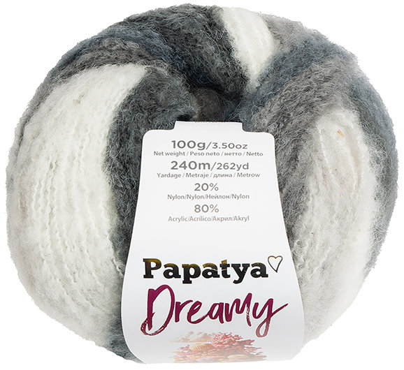 BELLATEX Priadza Papatya Dreamy 100 g, 09 biela, čierna, šedá