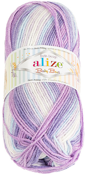 BELLATEX Baby Best Batik 100 g - 3483 bílá, modrá, fialová