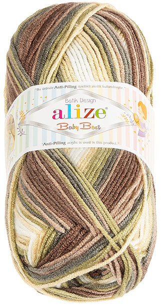 BELLATEX Baby Best Batik 100 g - 1893 bílá, hnědá, zelená
