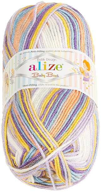 BELLATEX Baby Best Batik 100 g - 8104 bílá, žlutá, fialová, modrá