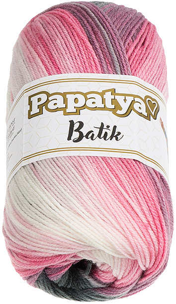 BELLATEX Priadza Papatya Batik 100 g - 554-21 biela, šedá, ružová
