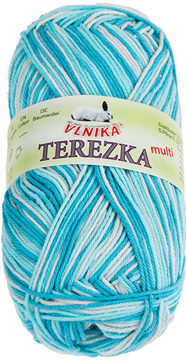 BELLATEX Priadza Terezka multi 50 g - 252 biela, modrá, tyrkysová