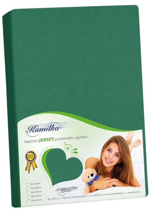 BELLATEX Džersejové prestieradlo 90 × 200 cm, 064 tmavozelené