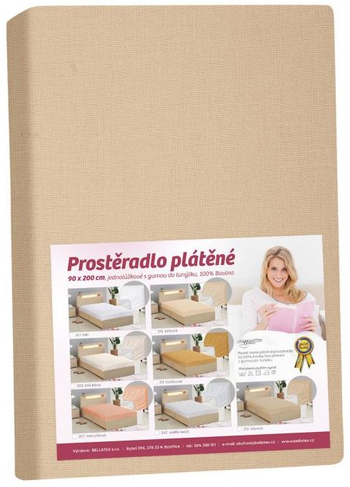 BELLATEX Plátenná plachta s gumou 180 × 200 cm, 172/213 kávová