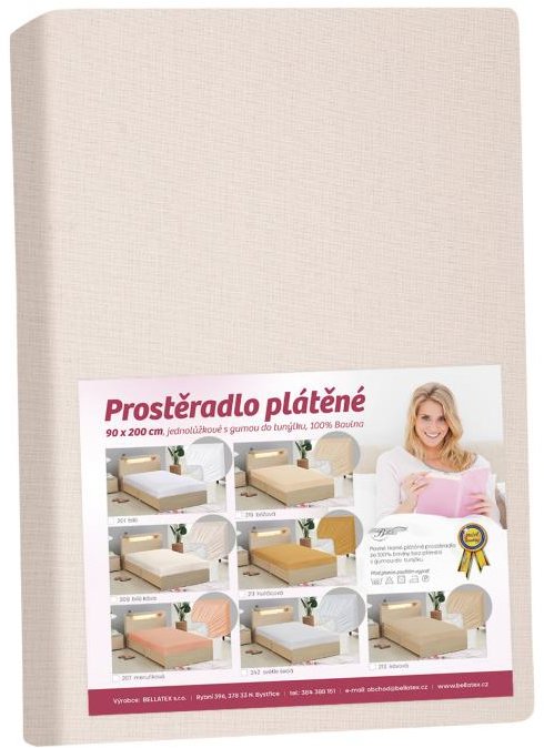BELLATEX Plátenná plachta s gumou 160 × 200 cm, 172/208 biela káva