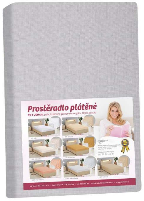 BELLATEX Plátenná plachta s gumou 180 × 200 cm, 172/242 svetlosivá