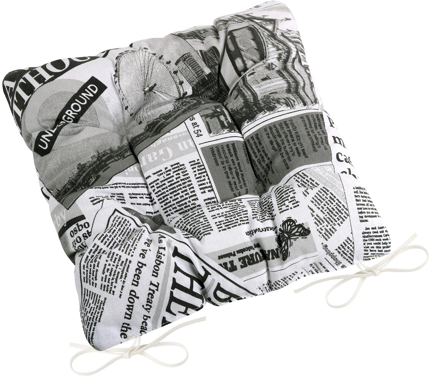 BELLATEX Vankúš na sedenie EMA 41/566 prešívaný 40 × 40 cm Noviny čierno-biely