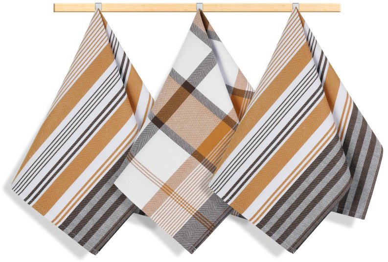 Bellatex Sada utierok 3 ks 50 × 70 cm, 173 prúžok horčicová, hnedá