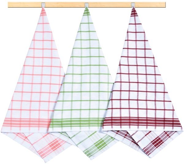 Bellatex Sada utierok 3 ks 50 × 70 cm, 133 kocka oranžová, zelená, vínová