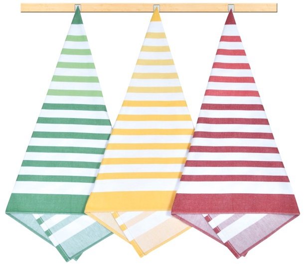 Bellatex Sada utierok 3 ks 50 × 70 cm, 137 pruhy červená, zelená, žltá