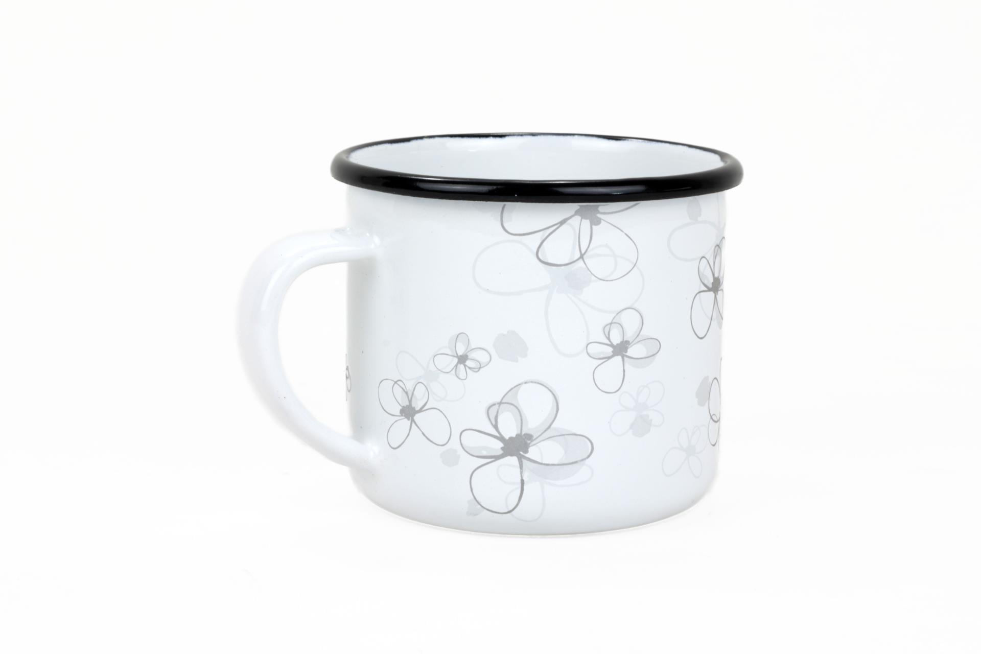 BELIS PREMIUM Smaltovaný hrnček biely 8 cm 0,35 l
