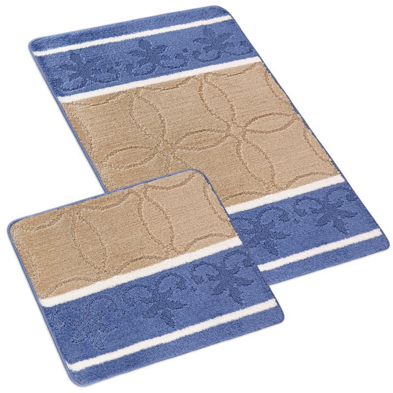 BELLATEX Súprava Bany 60 × 100 cm + 60 × 50 cm ornament modro-béžová