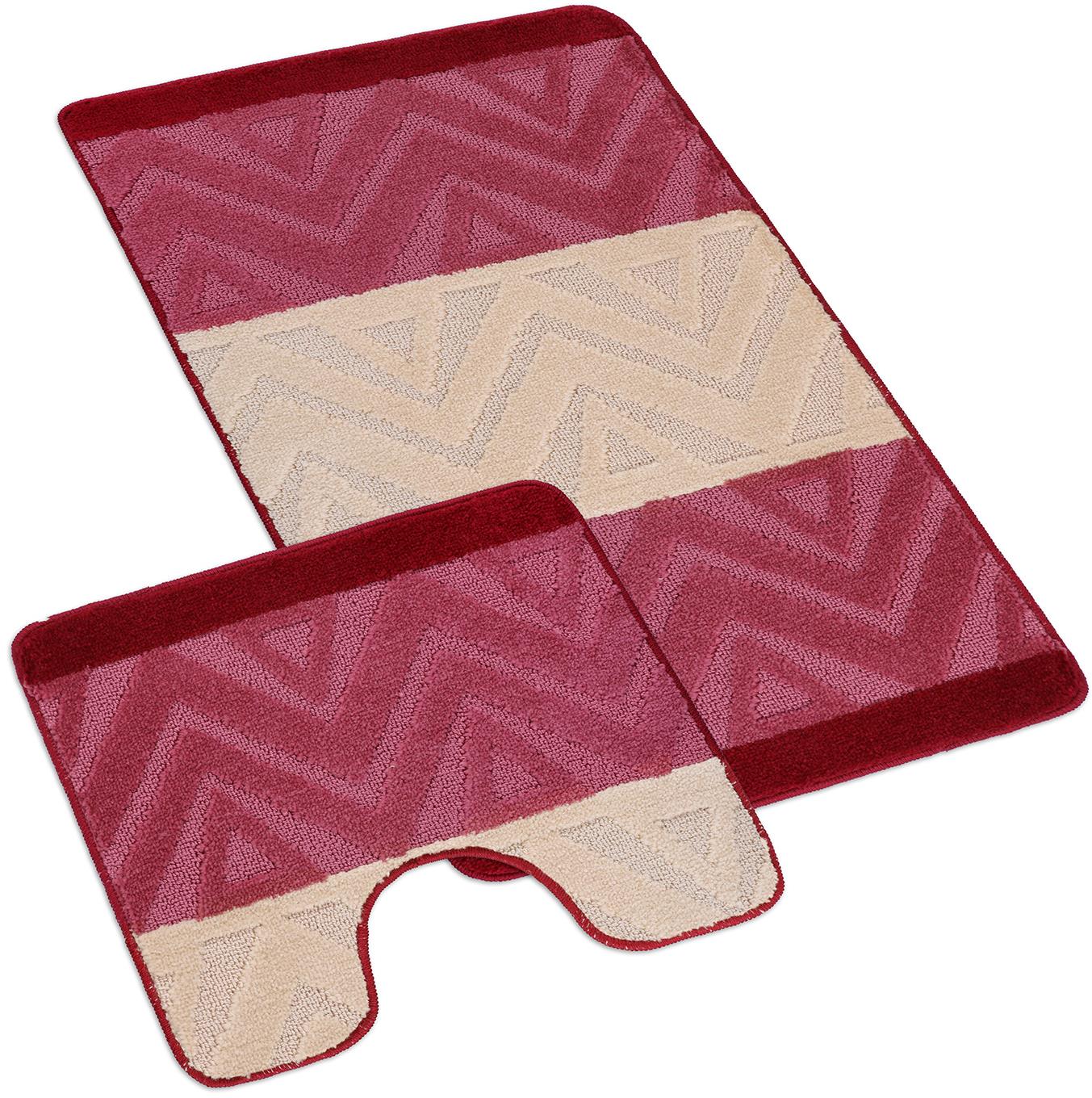 Bellatex Súprava Bany 60 × 100 cm + 60 × 50 cm 810/004 vzor chevron burgundy