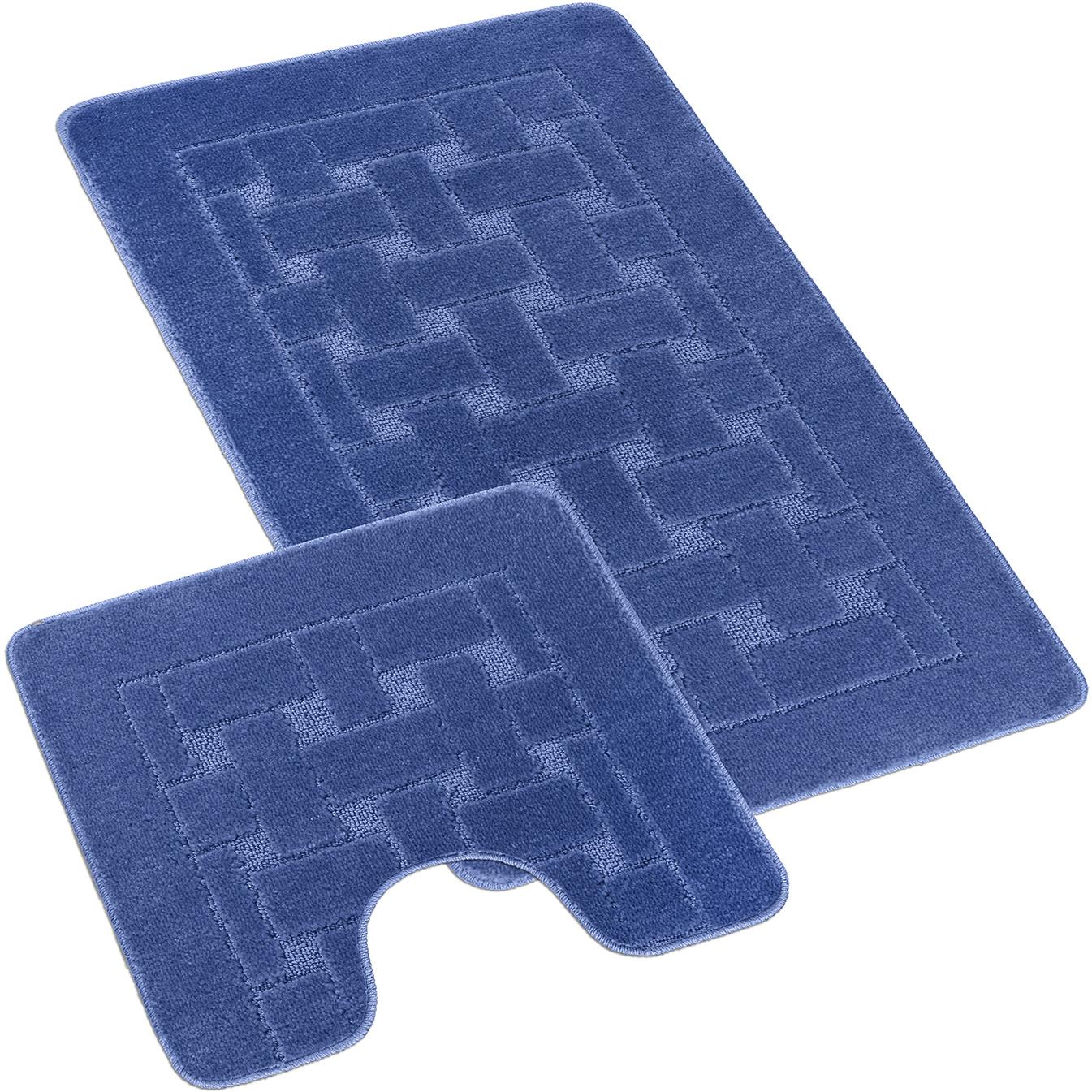 Bellatex Súprava Bany 60 × 100 cm + 60 × 50 cm 810/009 Uni obdĺžniky modrá
