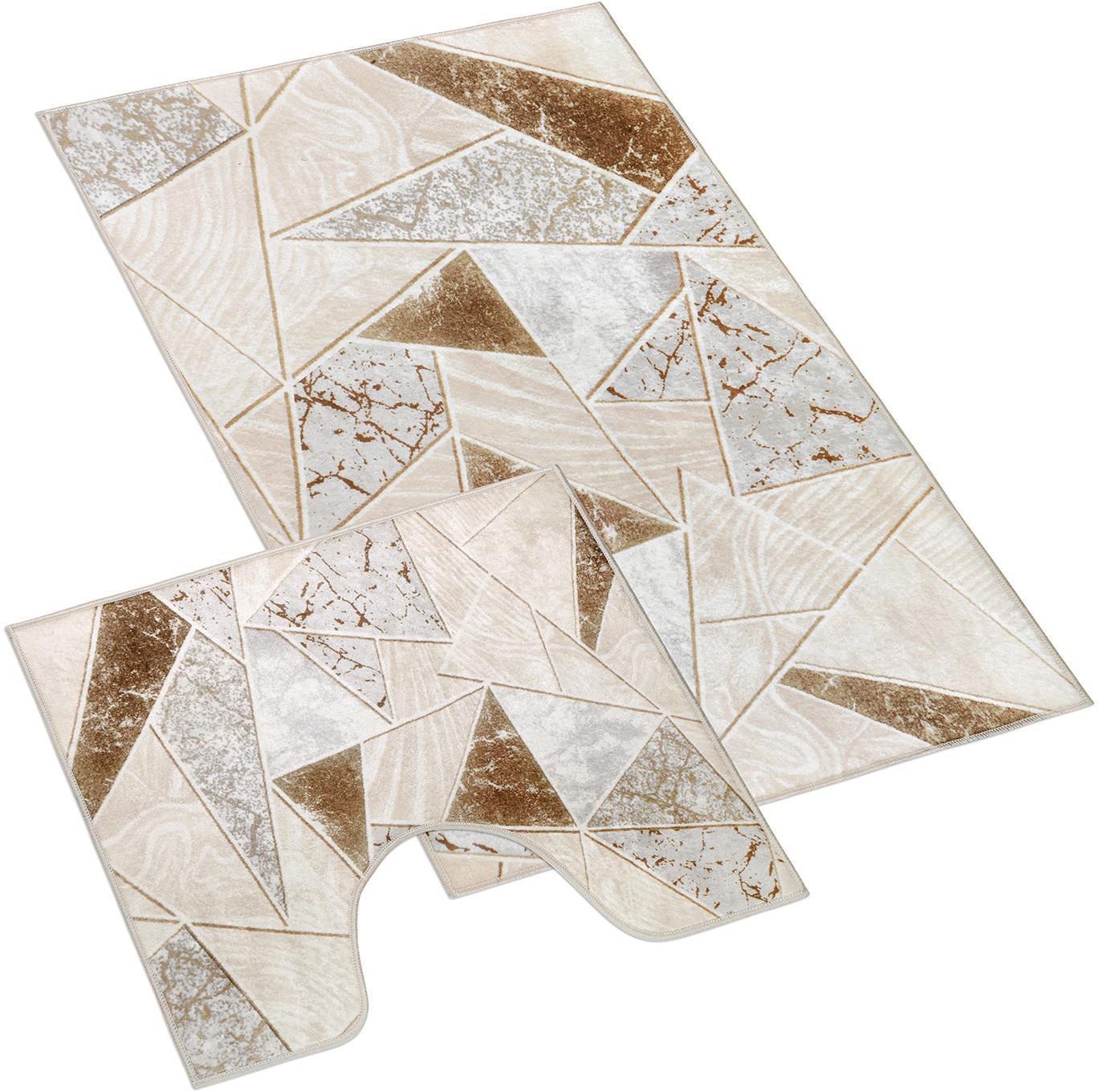 BELLATEX 3D tlač 60 × 100 + 60 × 50 850/096 mramor. dlažba béžová