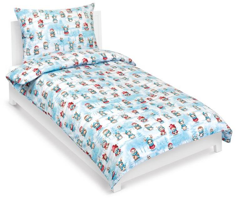 BELLATEX Obliečky bavlna 90/CH47 zvieratká v zime 140 × 200, 70 × 90 cm