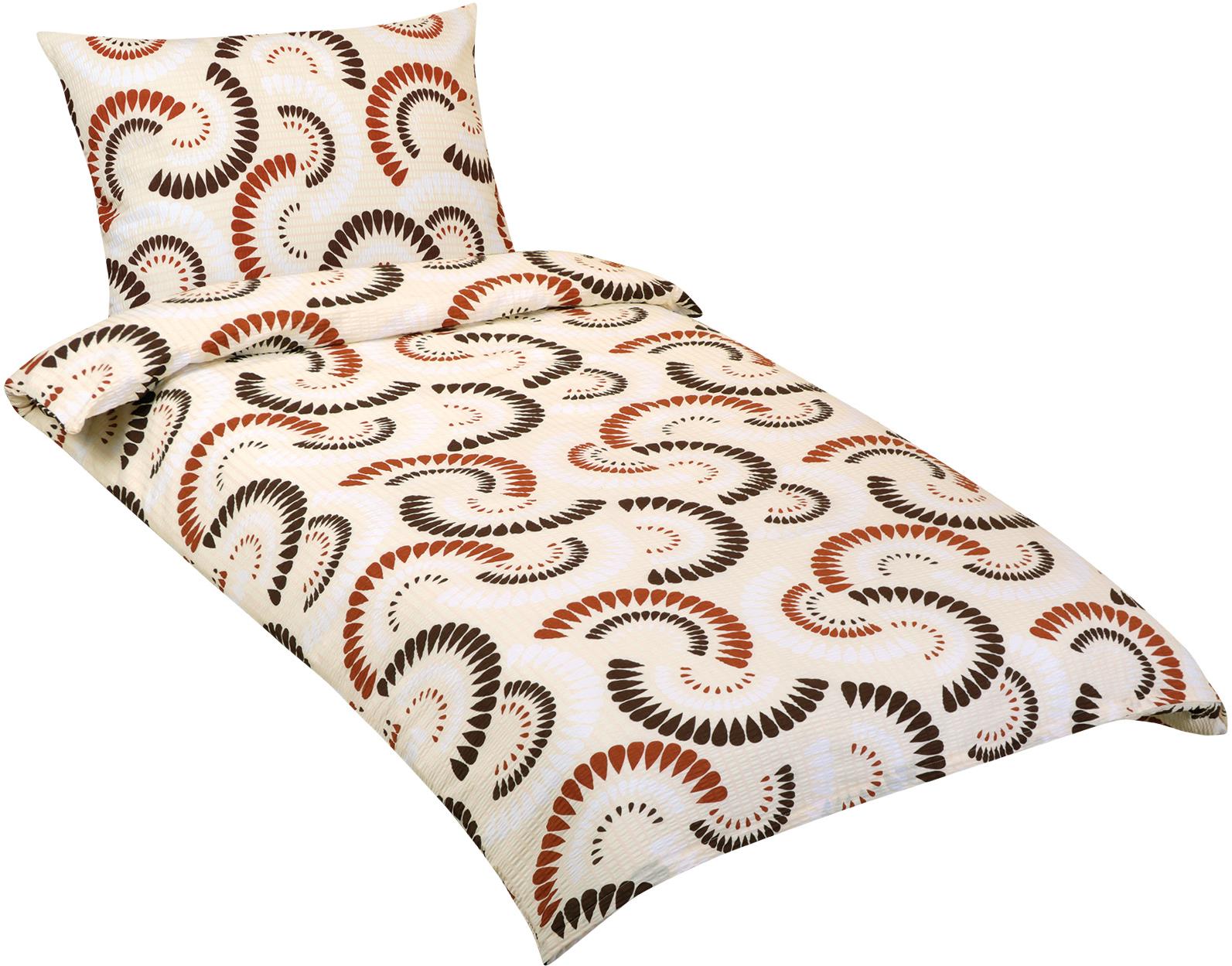 BELLATEX Obliečky krep 80/479 hnedé vejáriky 140 × 200, 70 × 90 cm