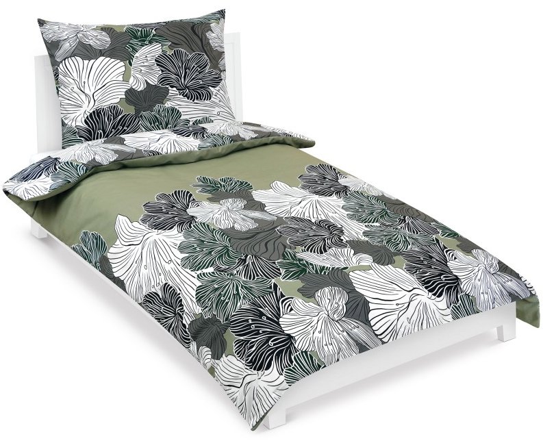 BELLATEX Obliečky bavlna 90/608 khaki kvet 140 × 200, 70 × 90