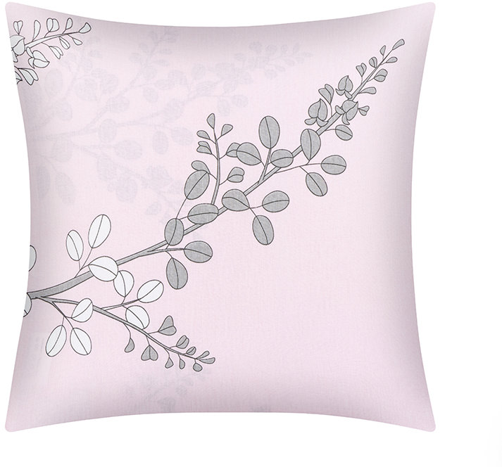 Bellatex Obliečka 90/133A 40 × 40 cm sivá vetvička na ružovej