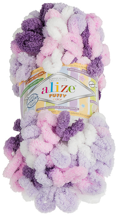 BELLATEX Priadza Puffy color 100 g - 6305 biela, ružová, fialová