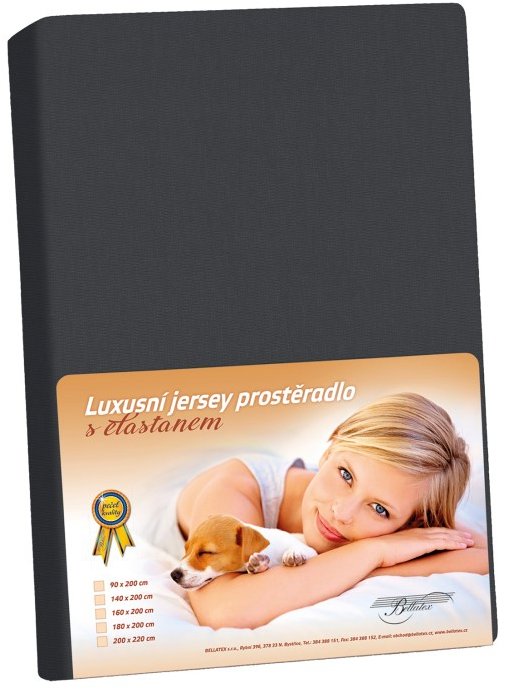 BELLATEX KL1 Jersey s elastanom 90 × 200 cm 348 čierna