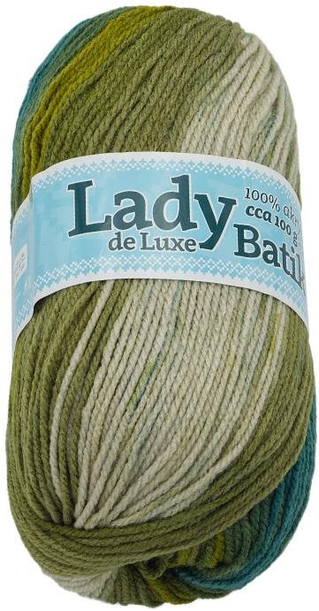 Bellatex s.r.o. Priadza Lady de Luxe Batik 100 g – 605 zelená, béžová
