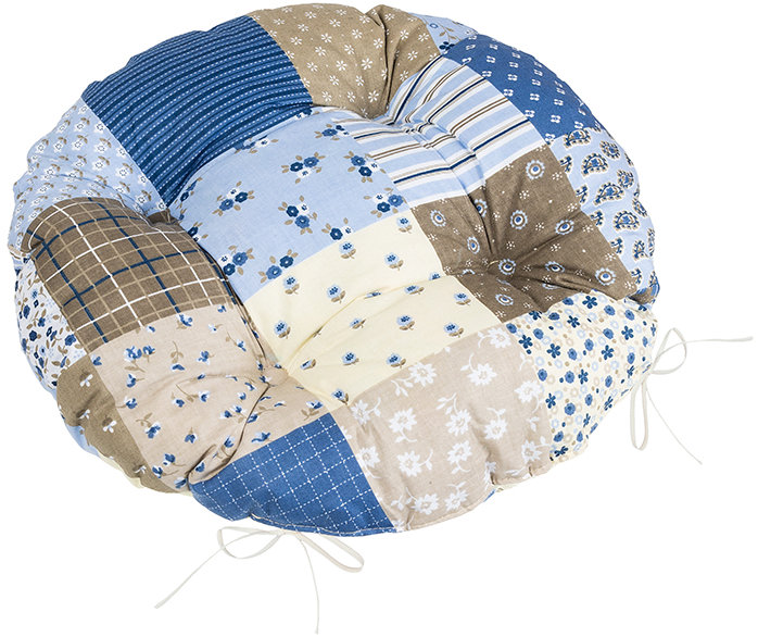 BELLATEX Adela Sedák 62/240 okrúhly prešívaný priem. 40 cm patchwork modrý