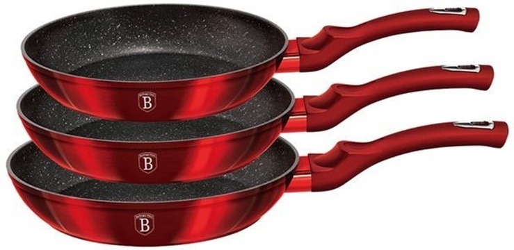 BerlingerHaus Panvica sada 3 ks Burgundy Metallic Line