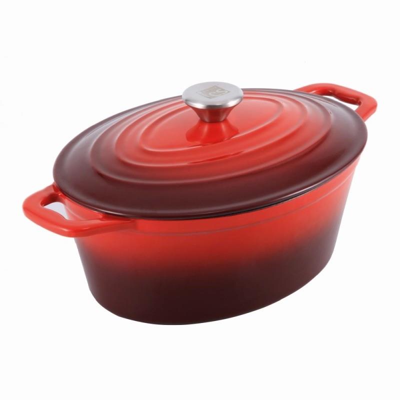 CS KOCHSYSTEME Xantén s pokrievkou liatinový 36 × 28 cm červený