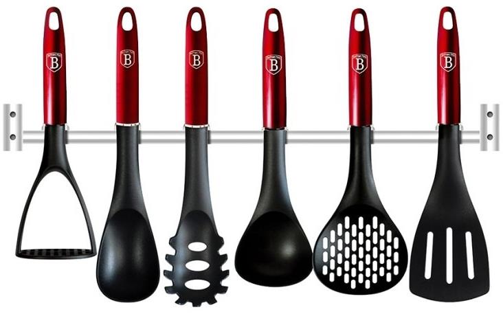 BERLINGERHAUS Kuchynské náčinie s nástenným držiakom 7 ks Burgundy Metallic Line