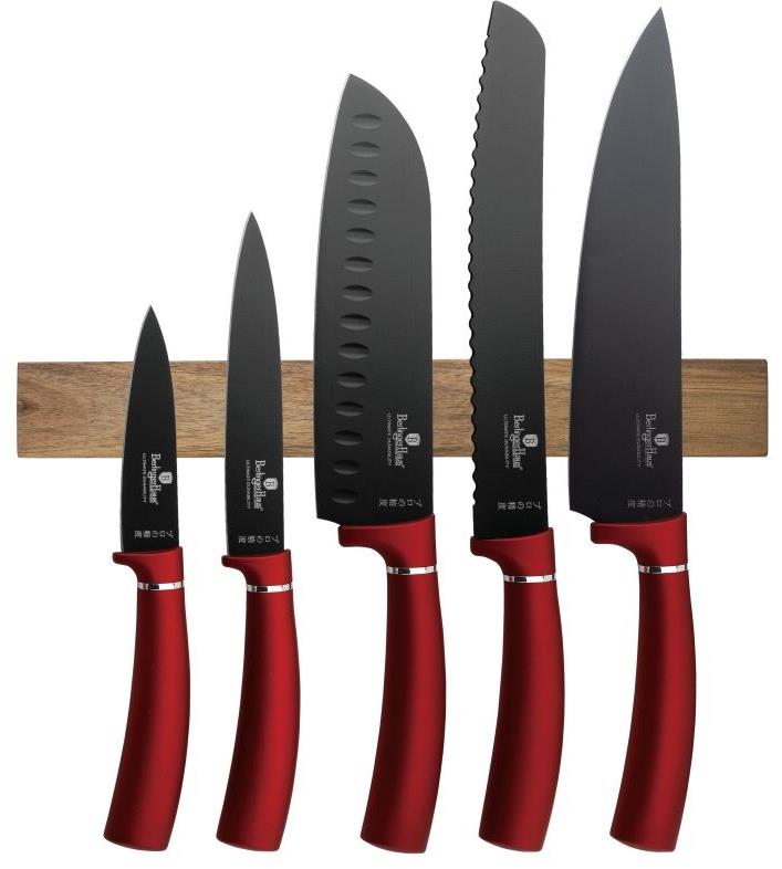 BERLINGERHAUS Sada nožov s magnetickým držadlom 6 ks Burgundy Metallic Line