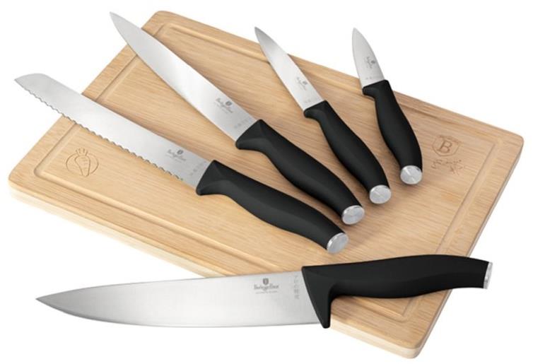 BERLINGERHAUS Sada nožov s doskou 6 ks Matte Black Collection