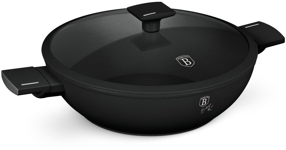 BerlingerHaus Matte Black Collection Panvica WOK s titánovým povrchom a pokrievkou 30 cm