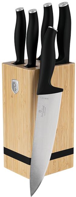 BerlingerHaus Matte Black Collection Sada nožov so stojanom BAMBOO 6 ks hranatý