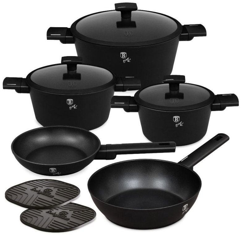 BerlingerHaus Matte Black Collection – Sada riadu, 10 ks s titánovým povrchom
