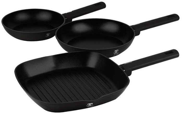 BerlingerHaus Matte Black Collection Sada panvíc s titánovým povrchom 3 ks