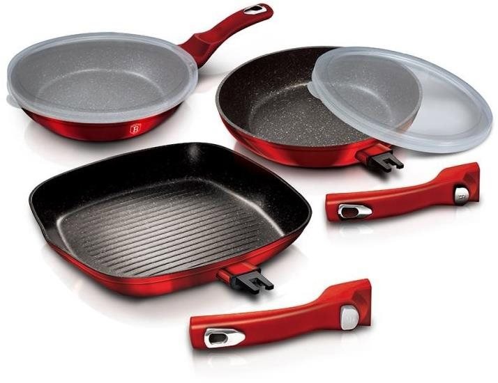 Berlingerhaus Panvica s odnímateľnou rukoväťou, 5 ks, Burgundy Metallic Line gril
