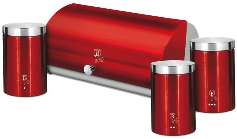 BERLINGERHAUS Chlebník a sada dóz 4 ks Burgundy Metallic Line