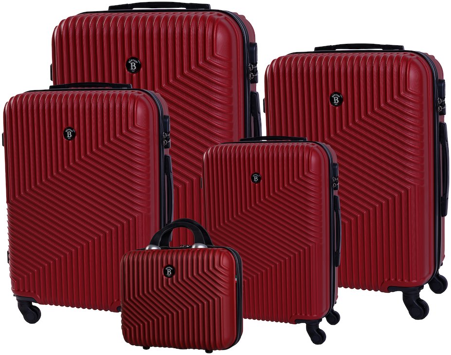 Bertoo Milano Cestovný kufor, červený set 5 v 1
