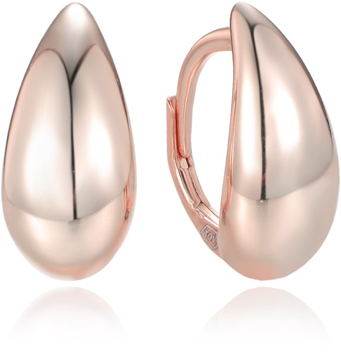 MINET Moderné rose gold strieborné náušnice kvapky (Ag 925/1000, 4,25 g)