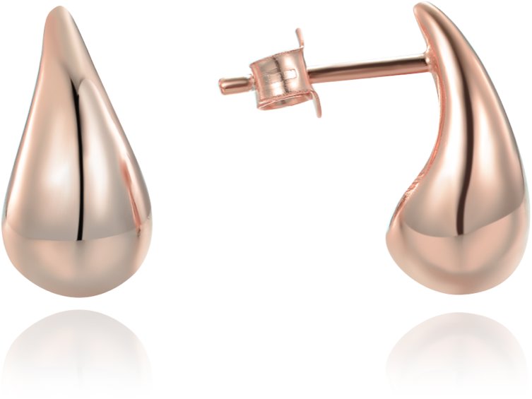 MINET Moderní rose gold stříbrné náušnice kapky (Ag 925/1000, 3,1 g)