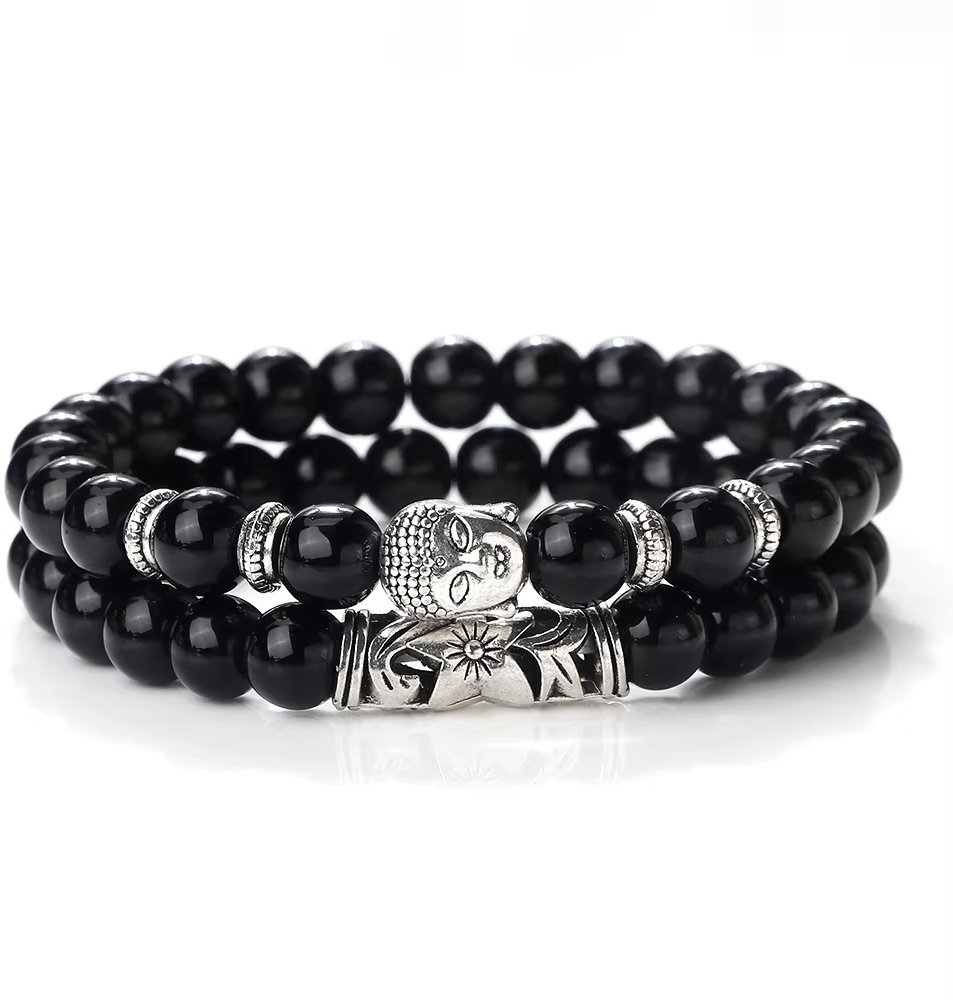 Predator Q1 Amethystwood pánske náramky, Budha, súprava 2 kusy