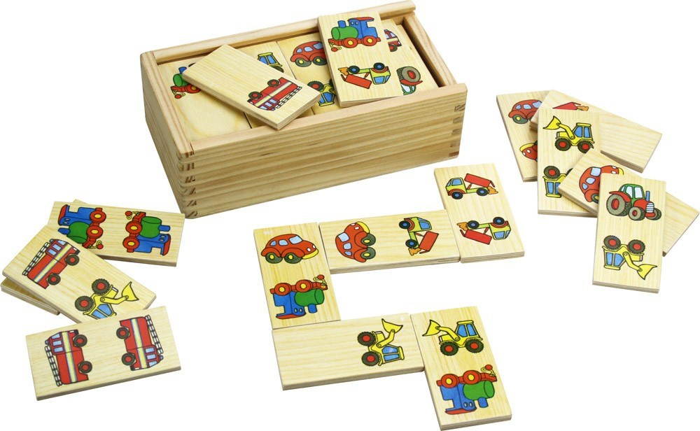 Bigjigs Drevené domino – Dopravné prostriedky